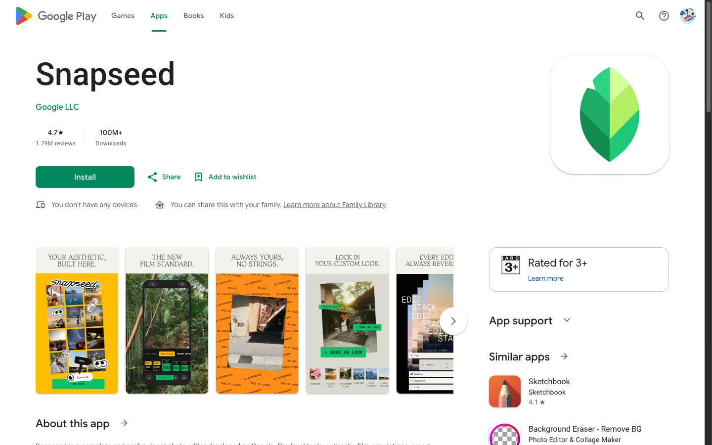 Snapseed on Google Play — Google's free professional photo editor app