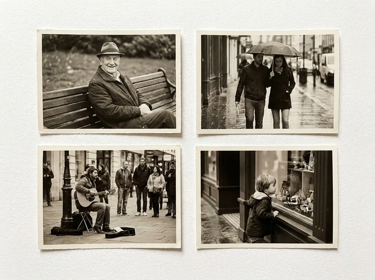 Batch process 4 photos into unified black and white